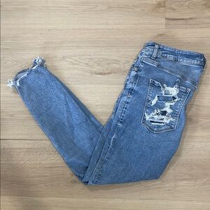 American Eagle Outfitters Blue Distressed Skinny Jeans